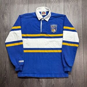 Barbarian Rugby Shirt Mens Small Blue Maximillian Vtg 90s Rugby Polo Long Sleeve